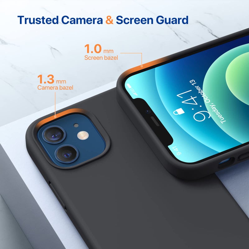 Miracase Compatible with iPhone 12 Case and iPhone 12 Pro Case, Liquid Silicone Gel Rubber Full Body Protection Shockproof Drop Protection Phone Case for iPhone 12/12 Pro 6.1 inch, Black - Image 5